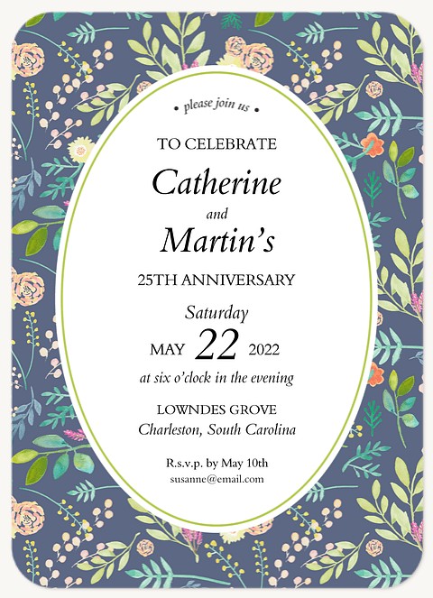 Delicate Flowers Wedding Anniversary Invitations