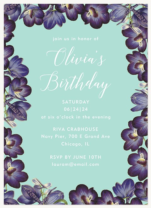 Violet Fete Adult Birthday Party Invitations