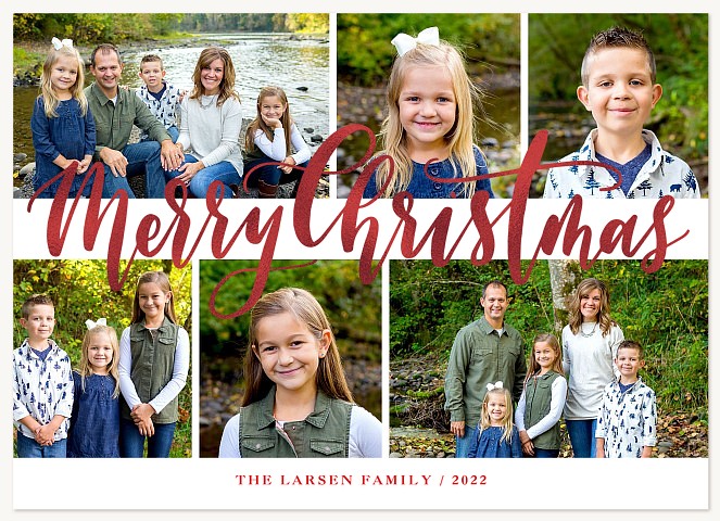 Cranberry Shimmer Personalized Holiday Cards