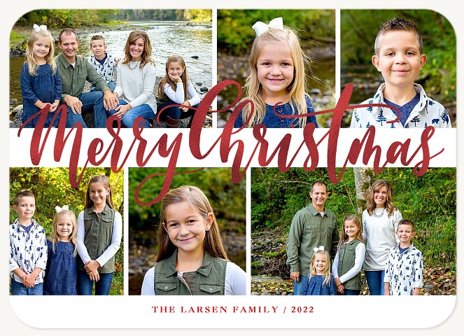 Cranberry Shimmer Personalized Holiday Cards