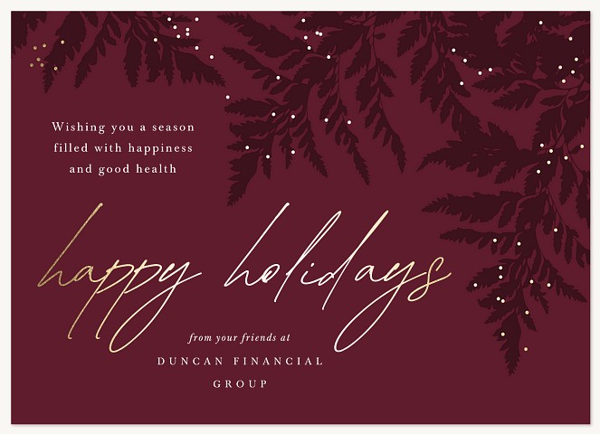 Luxe Pine Boughs Business Holiday Cards