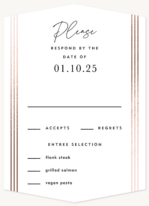 Bronze Stripes Wedding RSVP Cards