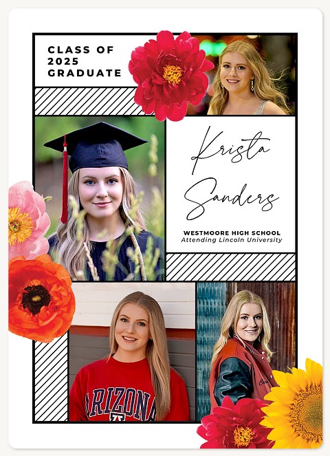 Stripes & Blooms Graduation Cards