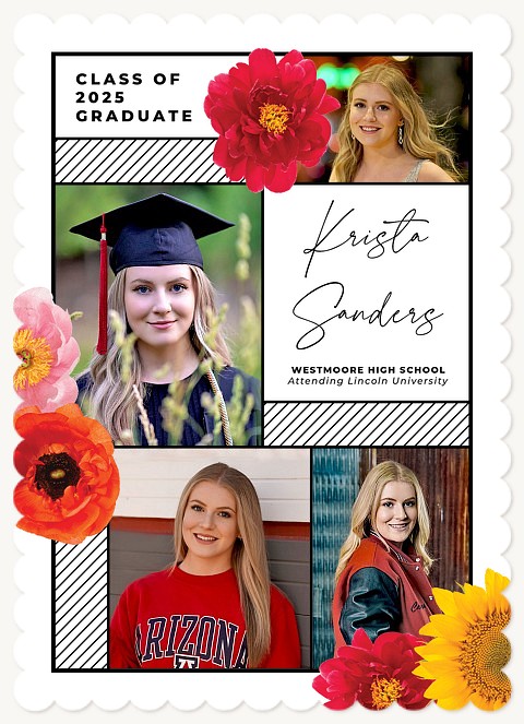 Stripes & Blooms Graduation Cards