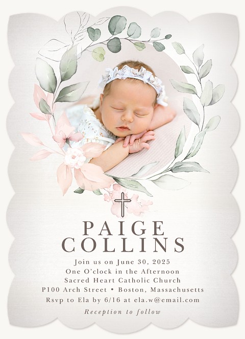 Watercolor Wreath Baptisms & Christening Invitations