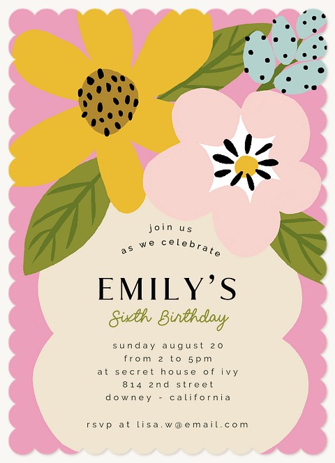 Flower Power Kids Birthday Invitations