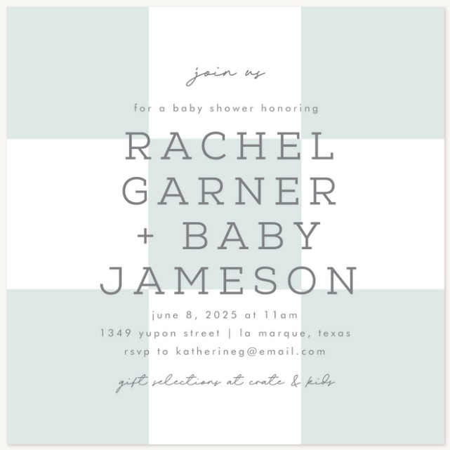 Checkerboard Baby Shower Invites