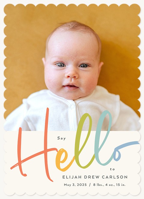 Rainbow Script Baby Announcements