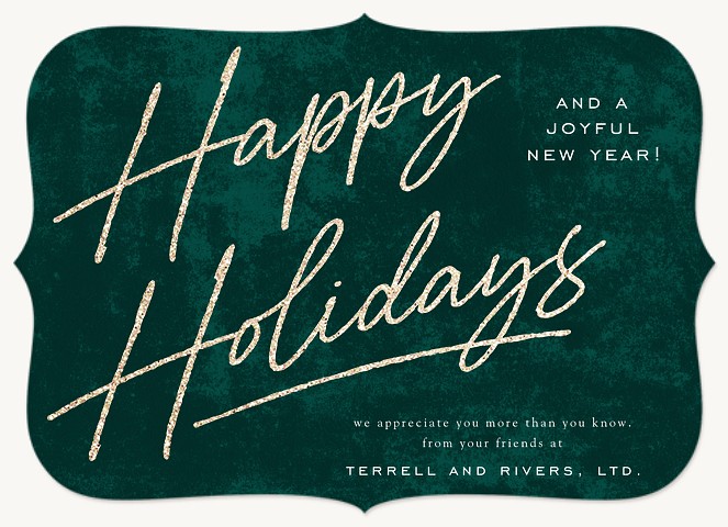 Glamorous Script Business Holiday Cards