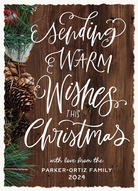 Rustic Wishes Personalized Holiday Cards