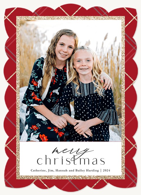 Plaid Glitz Personalized Holiday Cards