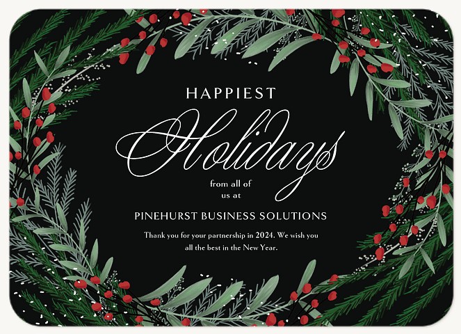 Botanical Wreath Business Holiday Cards