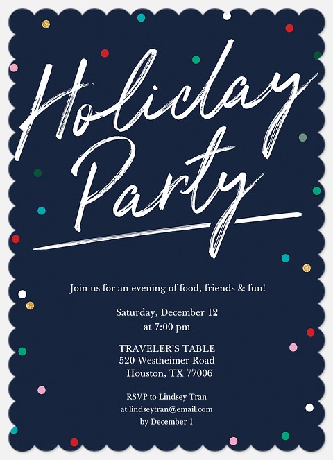 Confetti Fun Holiday Party Invitations