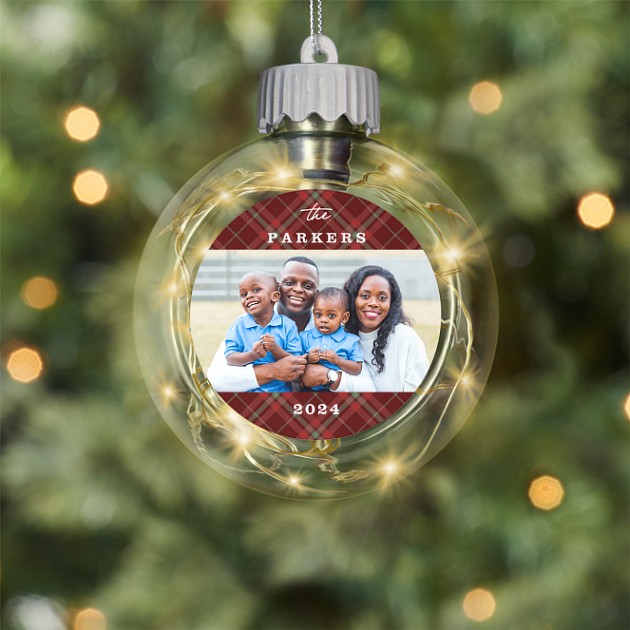 Vintage Plaid Personalized Ornaments