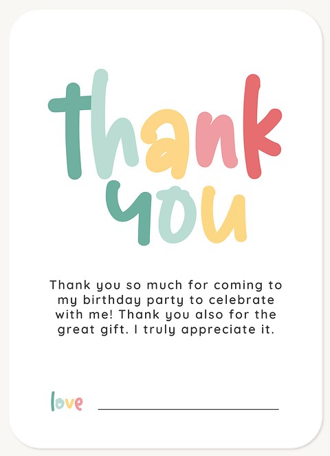 Rainbow Thanks Thank You Cards 