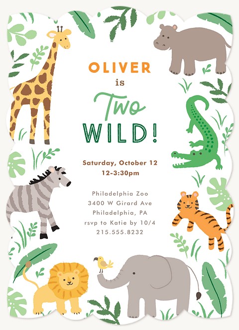 Jungle Jamboree Kids Birthday Invitations