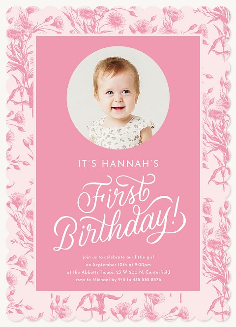 Vintage Bloom Kids Birthday Invitations