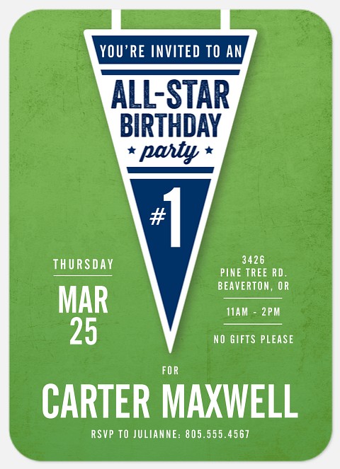 All-Star Pennant Kids' Birthday Invitations