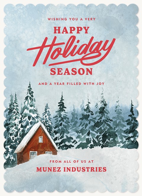 Retro Snowscape Business Holiday Cards