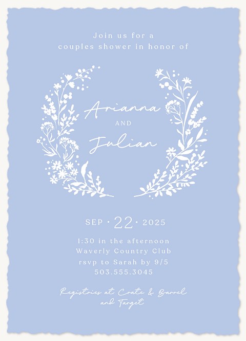 Hand Drawn Wreath  Bridal Shower Invitations