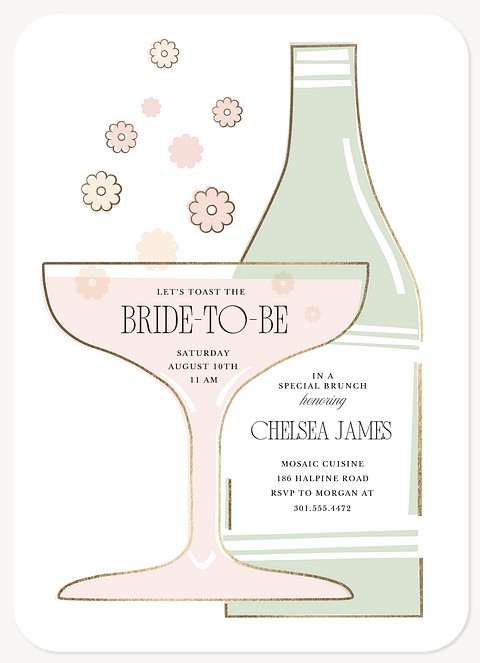 Toast to Bride Bridal Shower Invitations