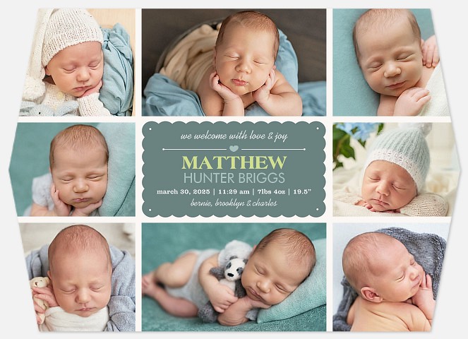 Eight X Love Baby Birth Announcements