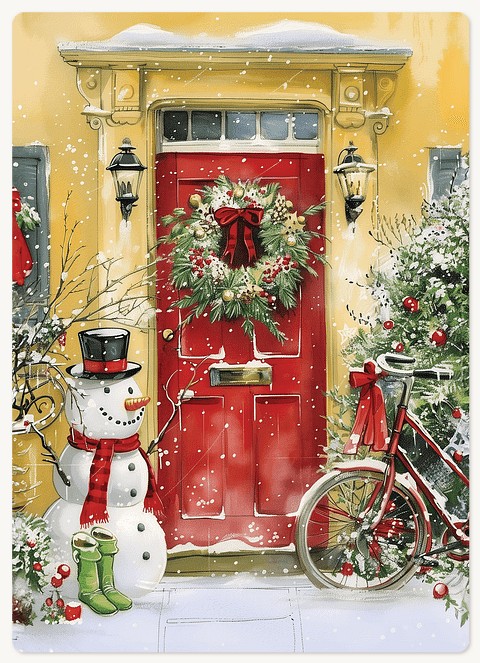 Yellow Home Holiday & Christmas Magnet Cards