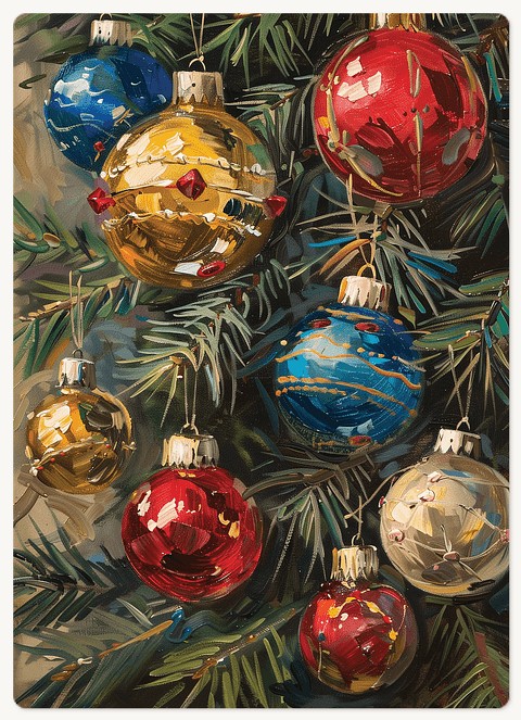 Painted Ornaments Holiday & Christmas Magnet Cards