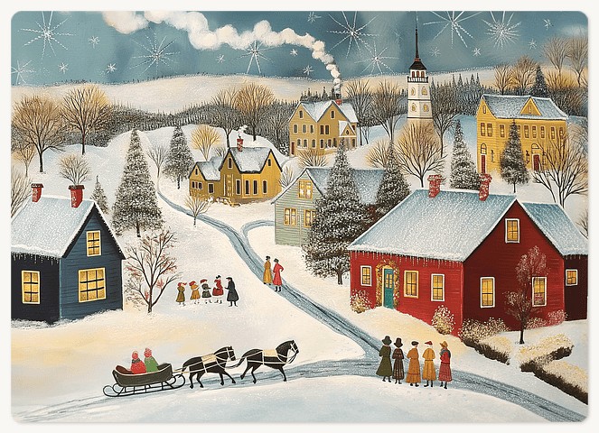 Painted Village Holiday & Christmas Magnet Cards