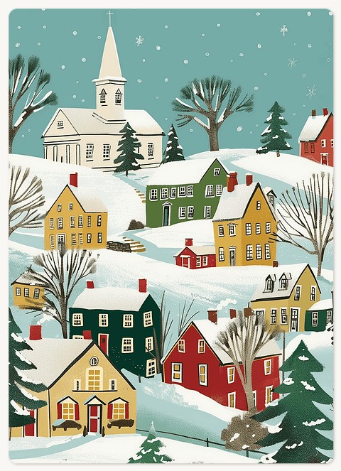 Vibrant Village Holiday & Christmas Magnet Cards