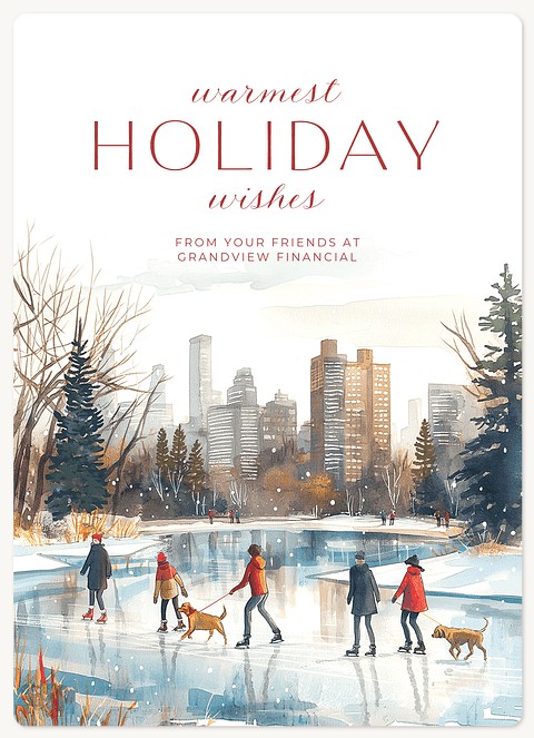 Ice Skaters Holiday & Christmas Magnet Cards