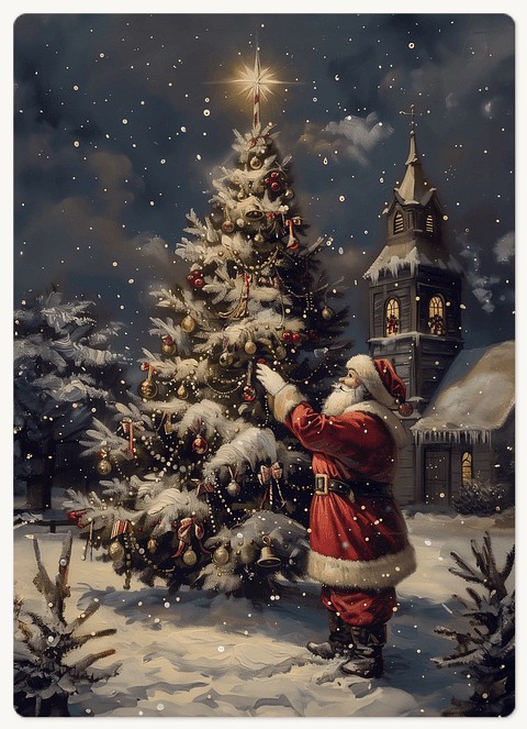 Vintage Night Holiday & Christmas Magnet Cards