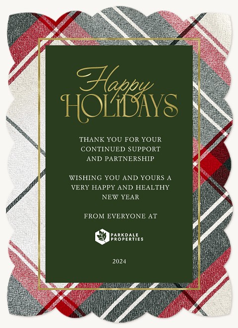 Plaid Border Business Holiday Cards