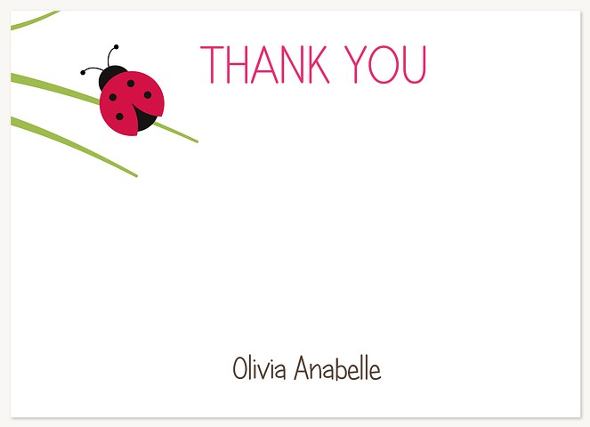 Ladybug Leaf Kids Thank You Cards