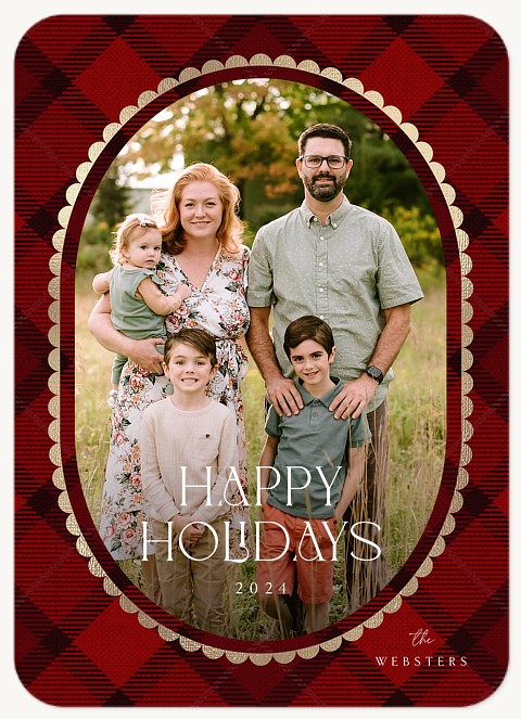 Scalloped Frame Personalized Holiday Cards