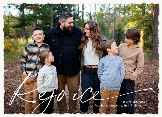 Rejoice Script Personalized Holiday Cards