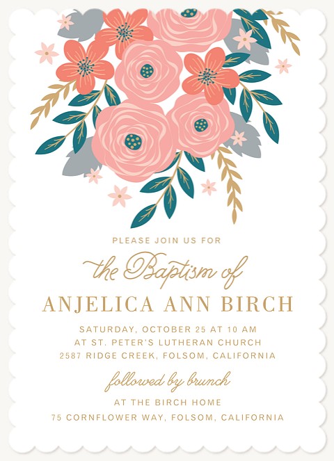 Woodland Floral Baptisms & Christening Invitations