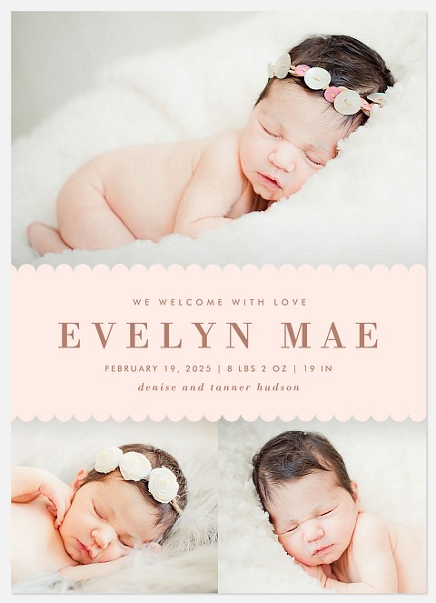 Charming Elegance Baby Birth Announcements