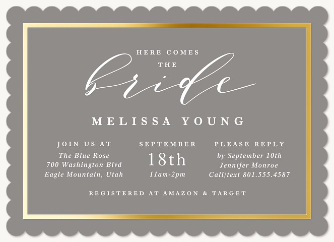 Grey Glam Bridal Shower Invitations