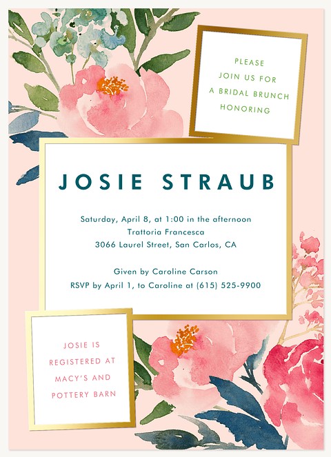 Blushing Blooms Bridal Shower Invitations