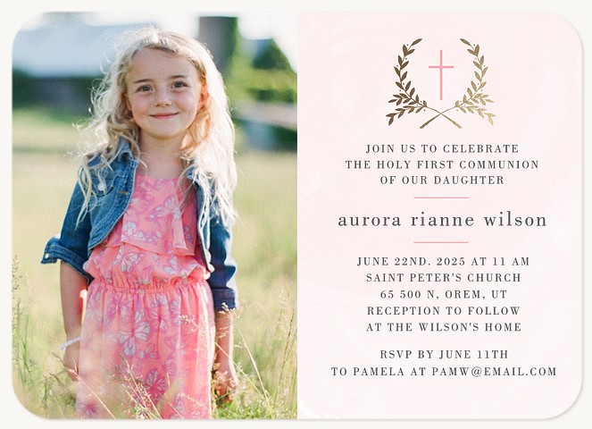 Radiant Laurels First Communion Invitations