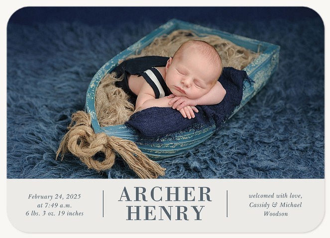 Contemporary Debut Boy Baby Announcements