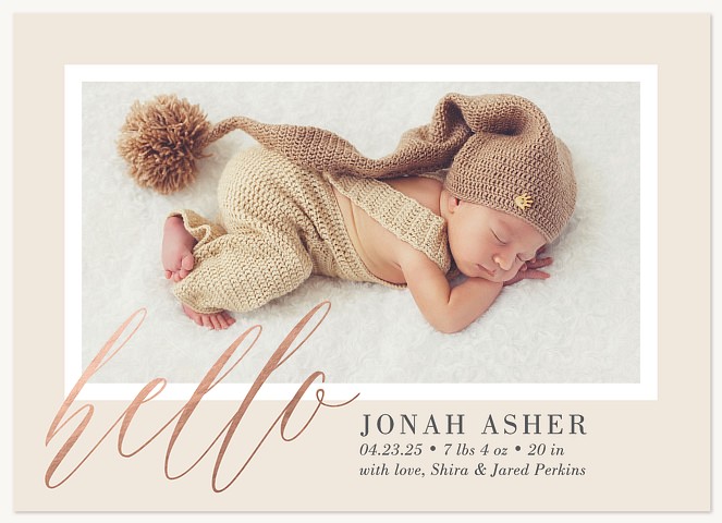 Gracious Hello Boy Baby Announcements