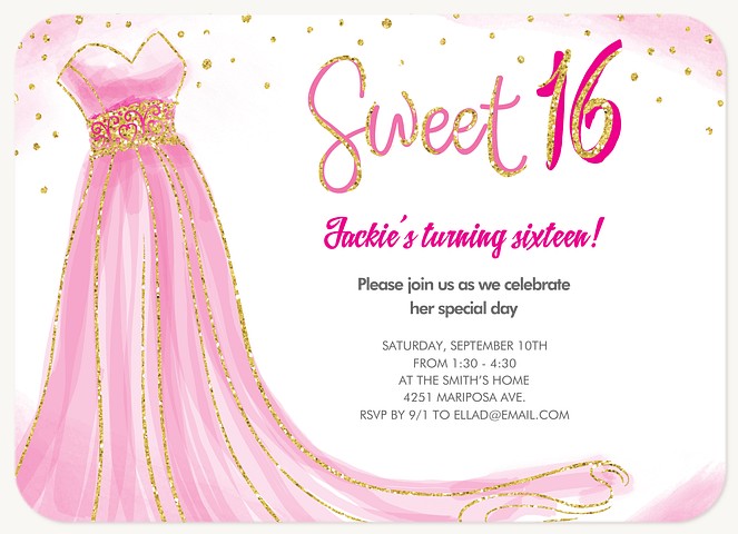 Glitzy Gala Teen Birthday Invitations