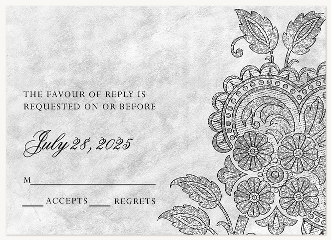 Velvet & Lace Wedding RSVP Cards