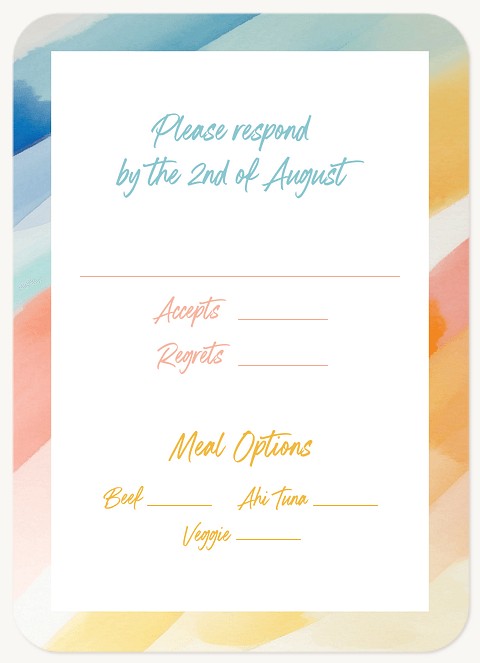 Bright Watercolor Wedding RSVP Cards