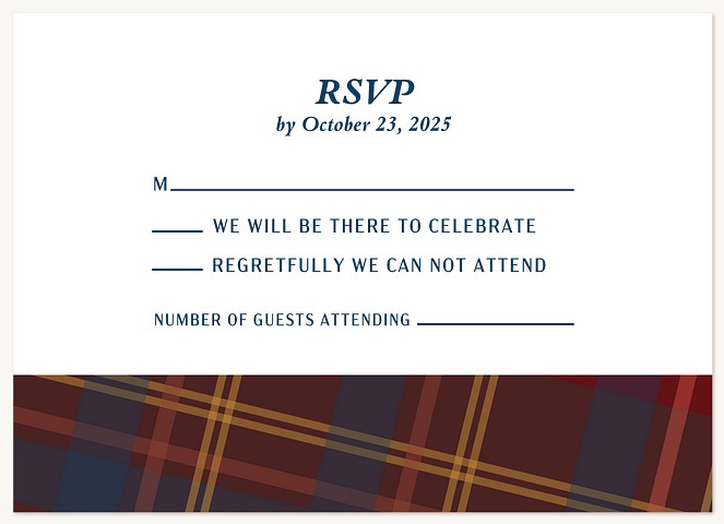 Autumn Plaid Bar Mitzvah RSVP Cards