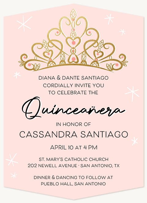 Golden Tiara Quinceañera Invitations