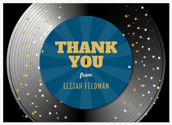 Blue Record Thank You Cards 