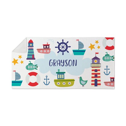 Boats & Lighthouses Beach Towel